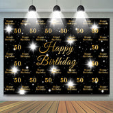 Lofaris Black And Sparkle Star Happy 50th Birthday Backdrop